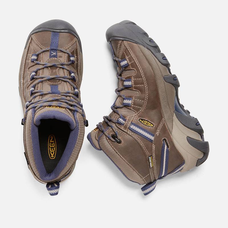 Keen Targhee II Mid Waterproof Wanderstiefel Damen DE-18073 Goat/Crown Blue - Keen Damenschuhe Braun